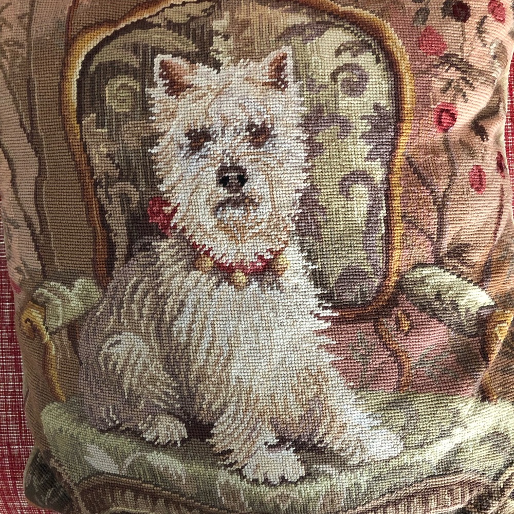 Westie decor needlepoint pillow
